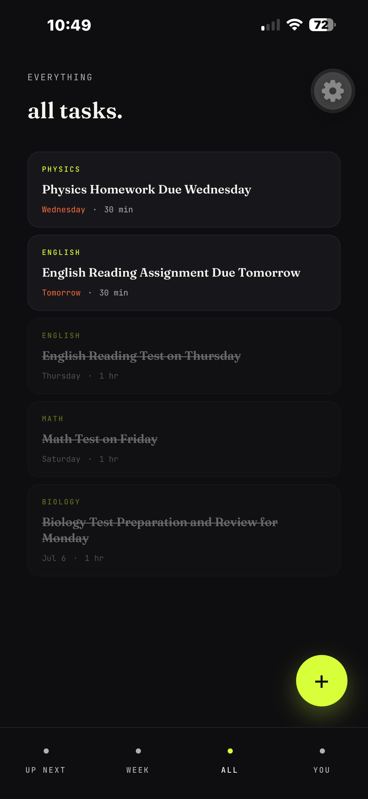 Krin all tasks screen
